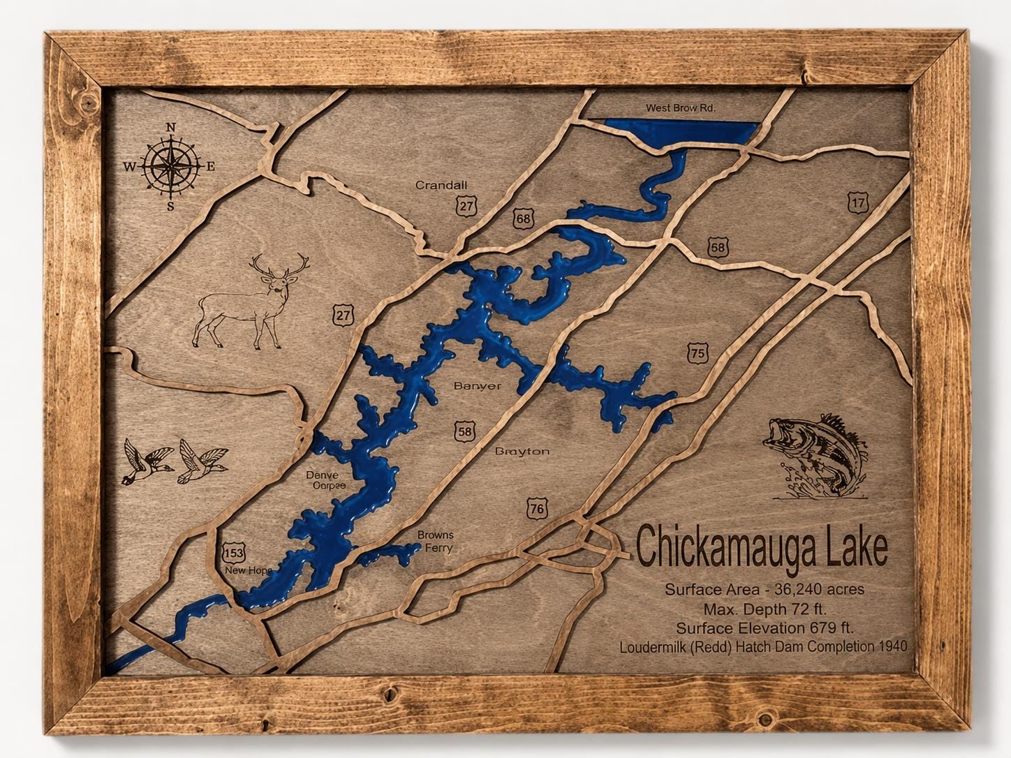 Custom Epoxy Lake Map, Personalized Wood and Resin Map, Custom Lake Wall  Art 3D Lake, Anniversary or Fishing Gift - Flat Lasered Frame