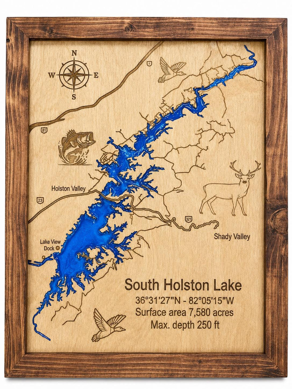 Custom Epoxy Lake Map, Personalized Wood and Resin Map, Custom Lake Wall  Art 3D Lake House Decor, Anniversary or Fishing Gift