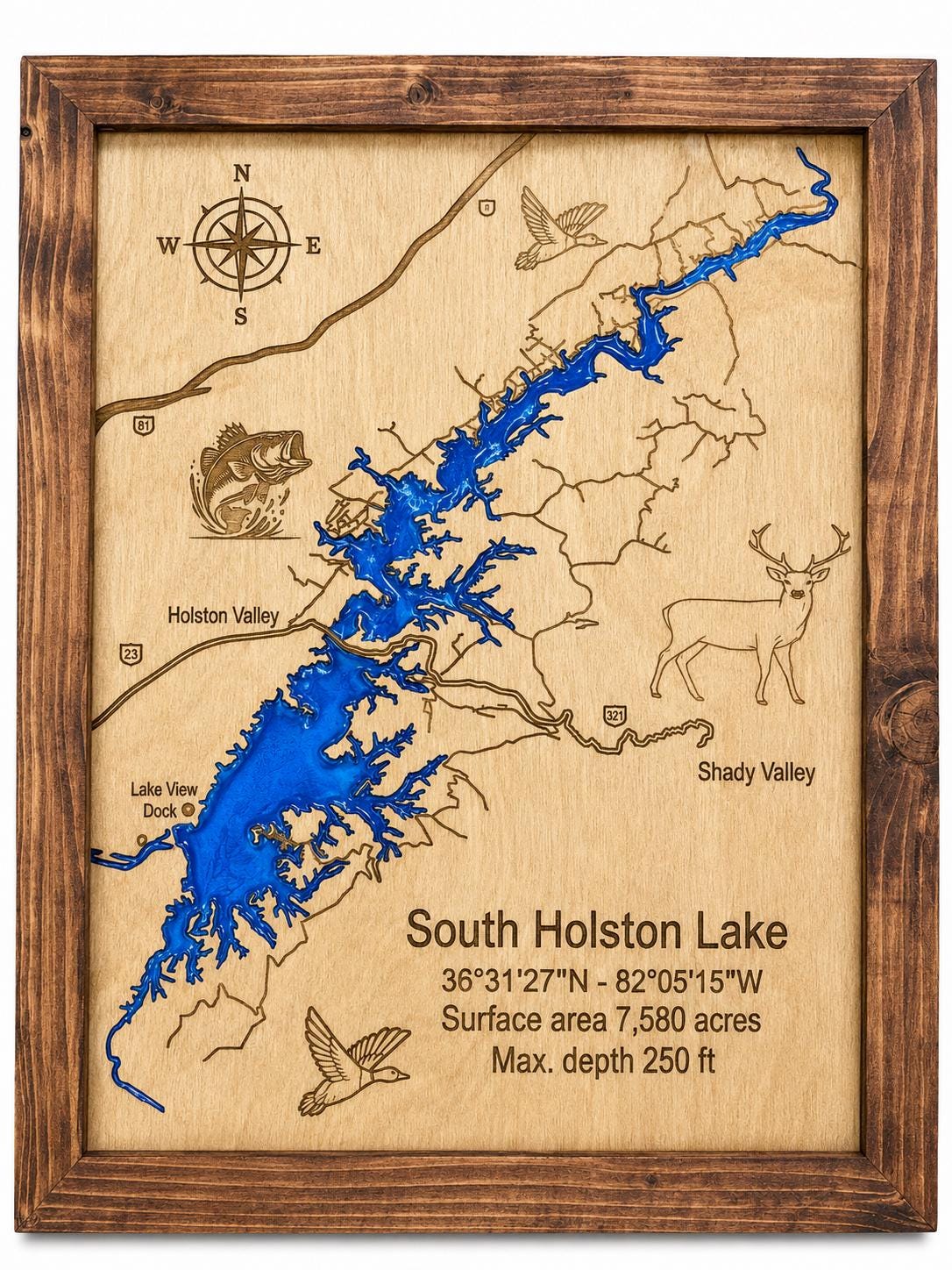 Custom Epoxy Lake Map, Personalized Wood and Resin Map, Custom Lake Wall  Art 3D Lake House Decor, Anniversary or Fishing Gift