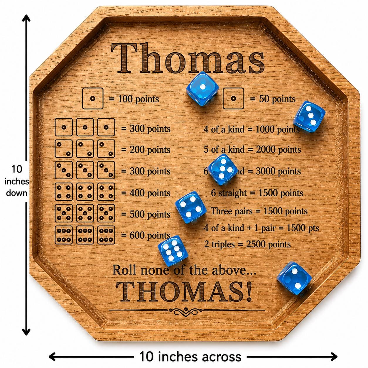 Personalized Family Farkle Board | Custom Wooden Farkle Dice Game | Family Game Night Gift | Includes 6 Dice & Velvet Bag