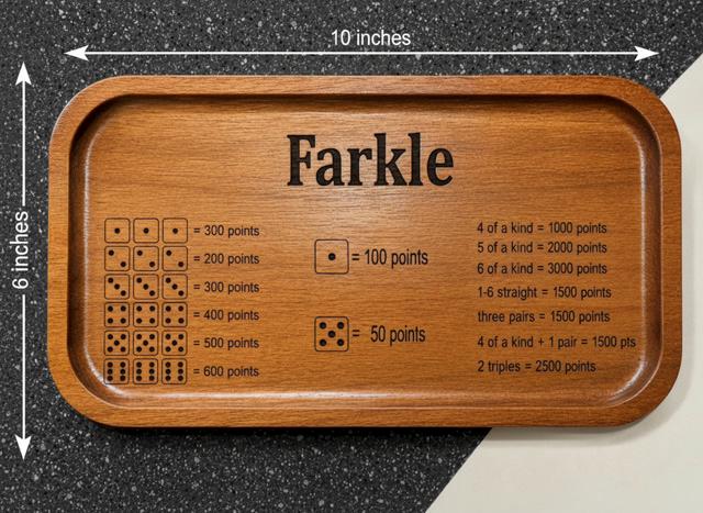 Personalized Family Farkle Board | Custom Wooden Farkle Dice Game | Family Game Night Gift | Includes 6 Dice & Velvet Bag