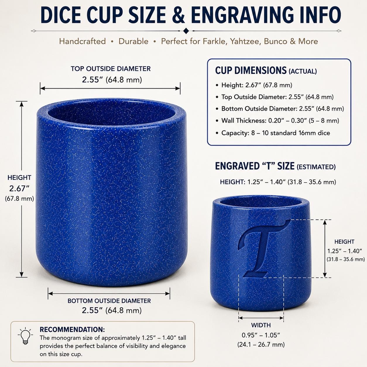 Handmade Resin Dice Cup | Dice Shaker for Farkle, Yahtzee & Tabletop Games | RPG Dice Cup | Gift for Gamers | Made in USA