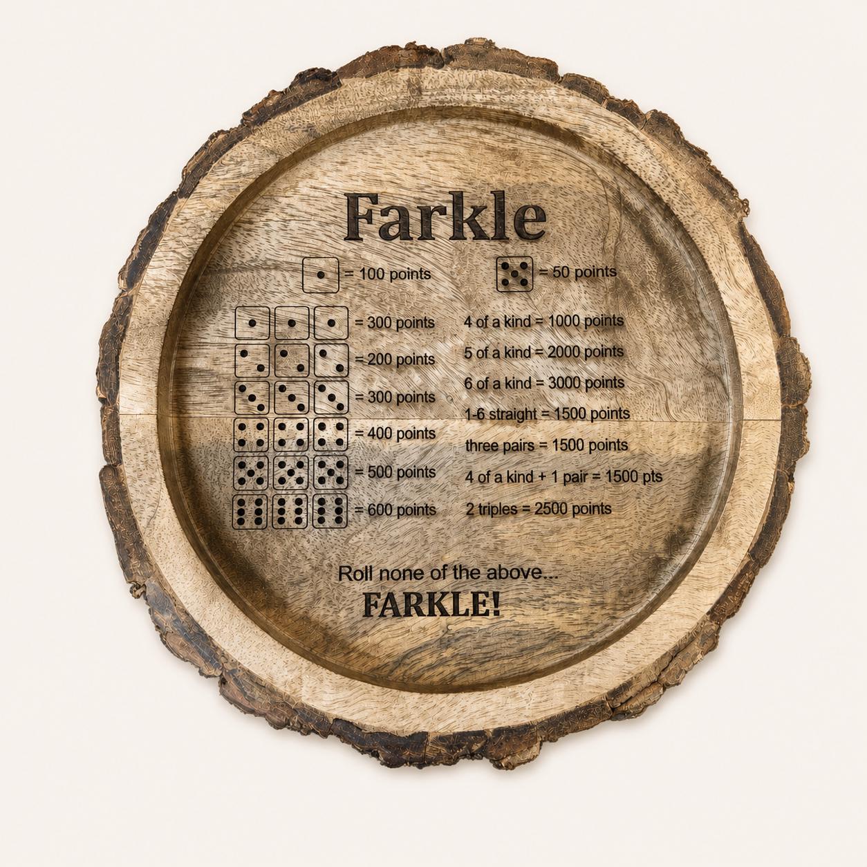 Personalized Family Farkle Board | Custom Wooden Farkle Dice Game | Family Game Night Gift | Includes 6 Dice & Velvet Bag