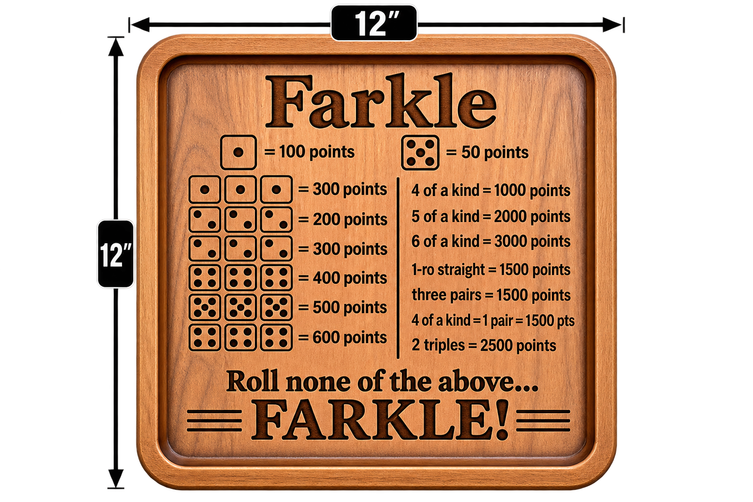 Personalized Family Farkle Board | Custom Wooden Farkle Dice Game | Family Game Night Gift | Includes 6 Dice & Velvet Bag