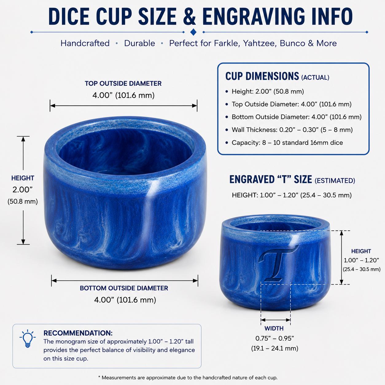 Handmade Resin Dice Cup | Dice Shaker for Farkle, Yahtzee & Tabletop Games | RPG Dice Cup | Gift for Gamers | Made in USA