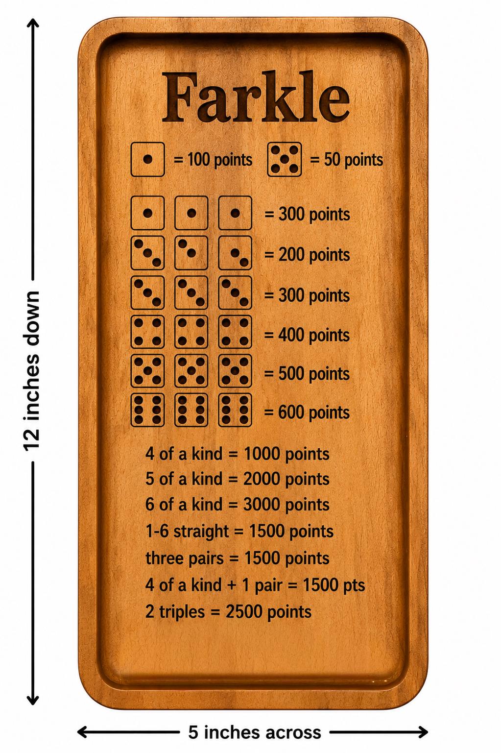 Personalized Family Farkle Board | Custom Wooden Farkle Dice Game | Family Game Night Gift | Includes 6 Dice & Velvet Bag