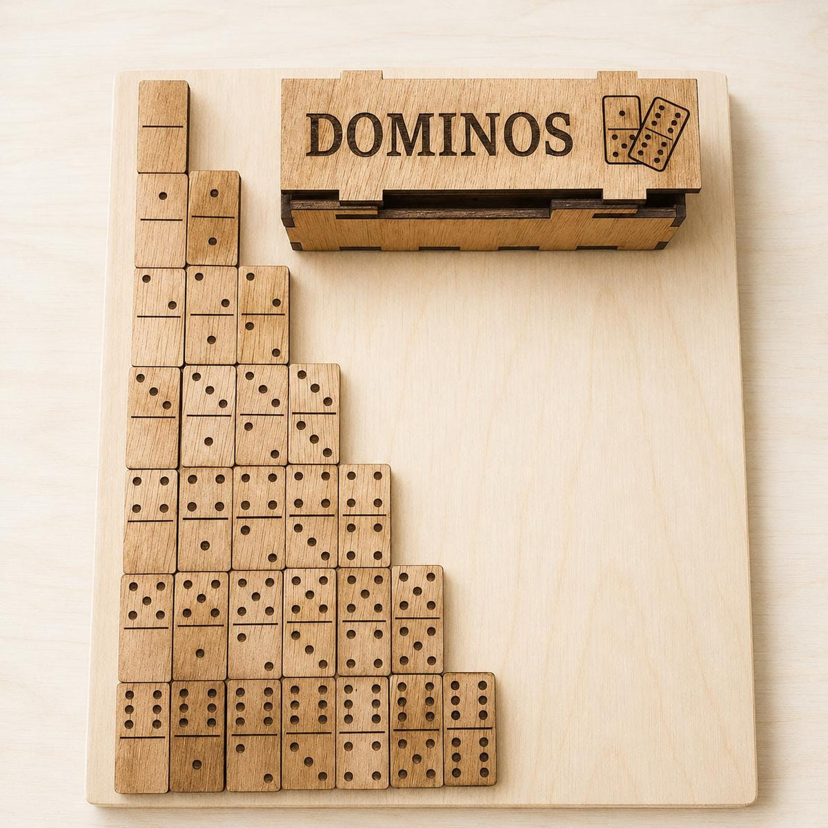 Handmade Wooden Dominoes Game Set with Storage Box, Family Game Night Gift, Classic Tabletop Game, Wooden Domino Set