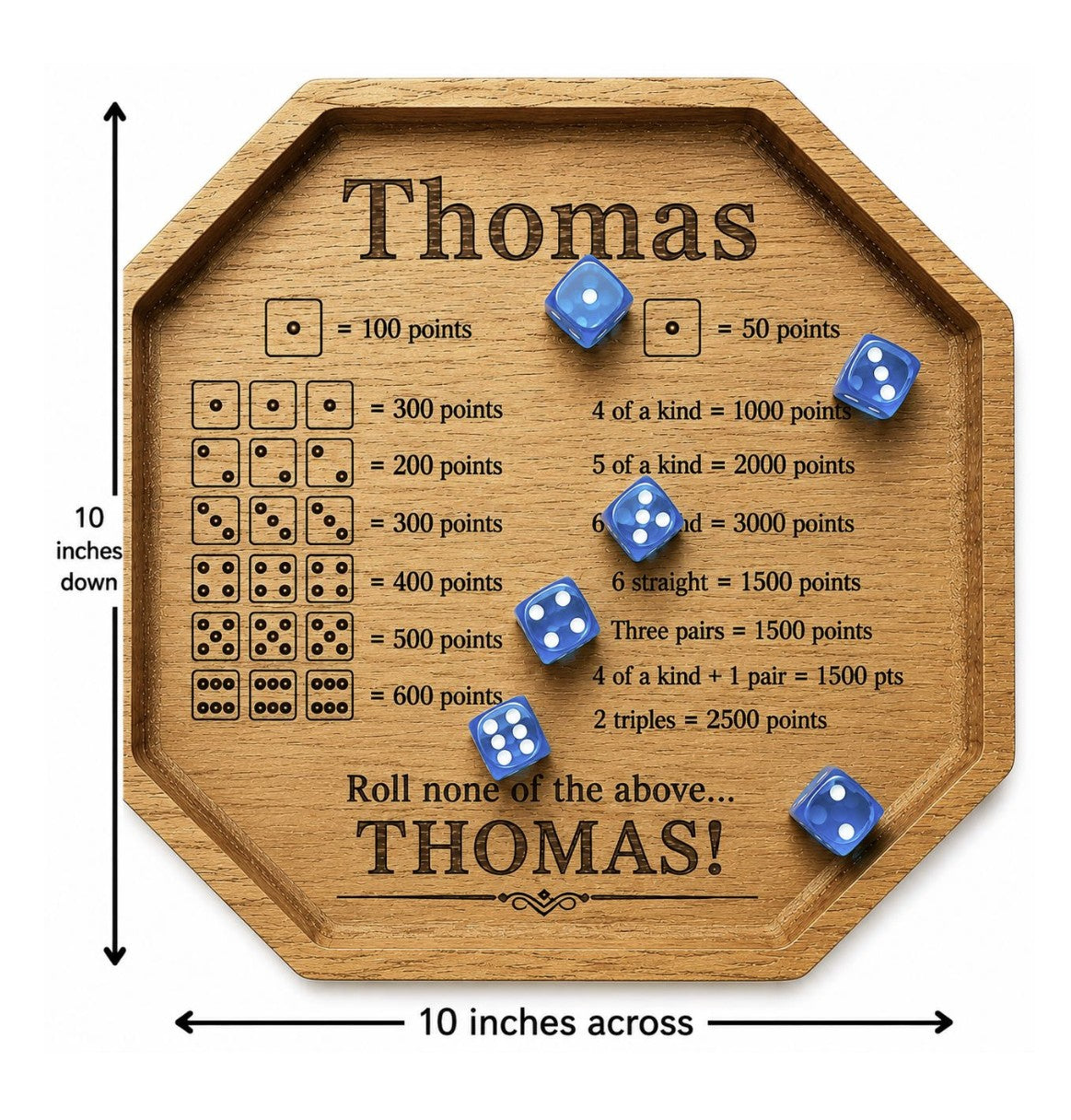 Personalized Family Farkle Board | Custom Wooden Farkle Dice Game | Family Game Night Gift | Includes 6 Dice & Velvet Bag